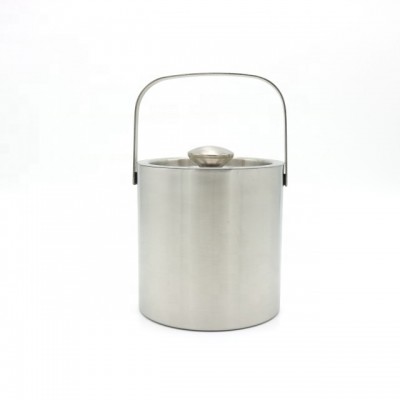 1.3 Liter Metal Stainless Steel Double Wall Ice Bucket Wine Cooler Bottle Chiller With Handle And Lid