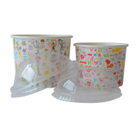 Wholesale ice cream cups custom printed ice cream paper cups with lid