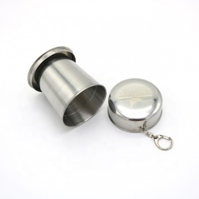 250ml Stainless Steel Collapsible Portable Retractable Folding Telescopic Travel Camp Outdoor Cup With Protective Lid&Keychain