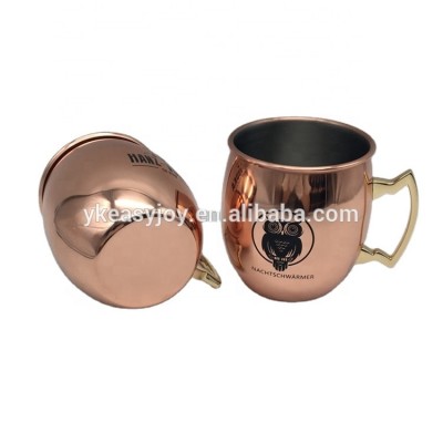 Food Grade Handcrafted Copper Plated Moscow Mule Drum Drinking Coffee Beer Cocktail Vodka Mint Julep Ginger Tea Mug Cup+Logo