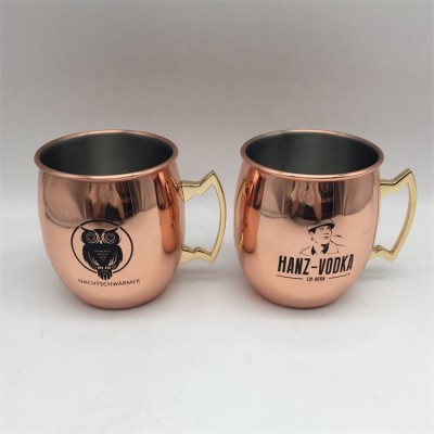 Premium Russian 16 Ounce Food Grade Copper Moscow Mule Drum Drinking Coffee Beer Cocktail Vodka Mint Julep Ginger Tea Mug Cup