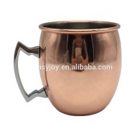 Wholesale 16oz Solid Moscow Mule Shiny Drum Copper Plated Drinking Coffee Beer Cocktail Vodka Mint Julep Ginger Tea Mug Cup