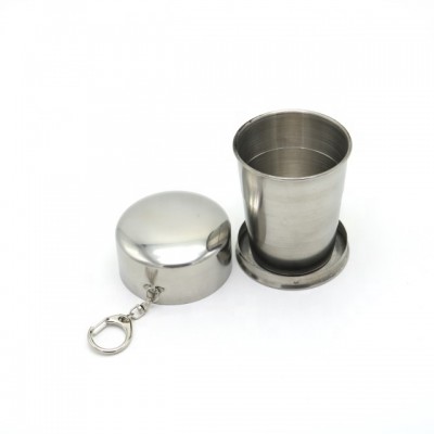 Metal Stainless Steel 150ml Camping Mug Folding Cup Portable Outdoor Travel Demountable Collapsible Shot Glass With Keychain