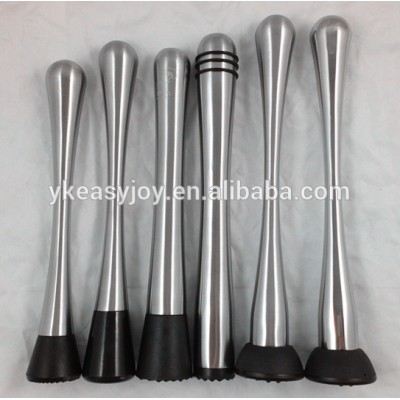 Direct Factory!!MOQ:100pcs Metal Stainless Steel Customized Color Logo Bar Cocktail Muddler/Pestle/Mortar With Plastic Flat Head