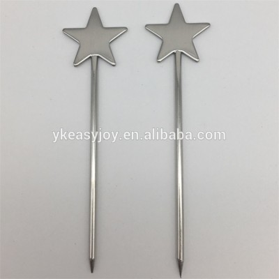 Customized Shaped Stainless Steel Bar Tools Cocktail Olive/Martini/Appetizer/Fruit Glass Pick Stick Stirrer Prod Sword Toothpick