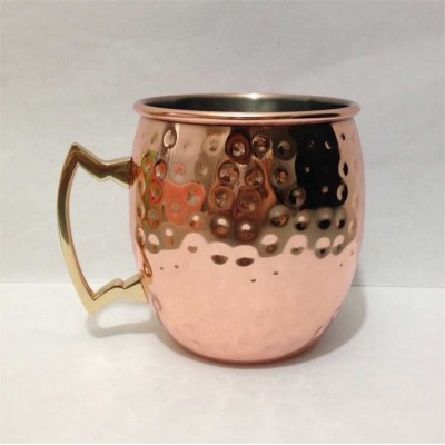 16oz Solid Durable Moscow Mule Hammered Drum Copper Plated Drinking Coffee Beer Cocktail Vodka Mint Julep Ginger Tea Mug Cup