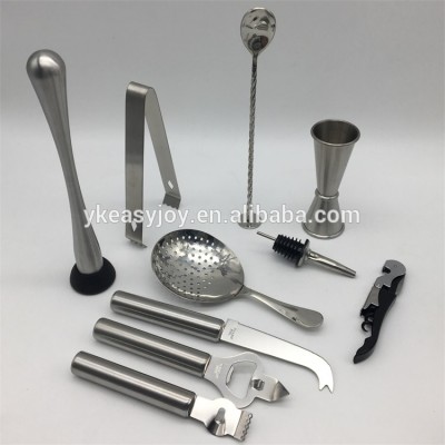 Bartender Cocktail Bar Tools Essentials Double Measuring Jigger/Spoon/Muddler/Bottle Opener/Liquor Pourer/Zester/Cheese Knife