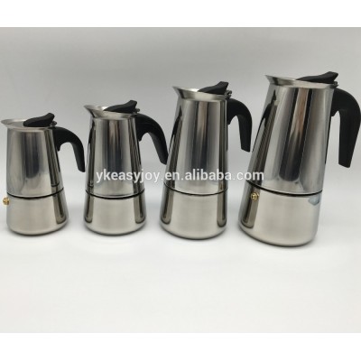 2/4/6/9 Cups Stainless Steel Shiny Stove Top Coffee Maker With Customized Logo