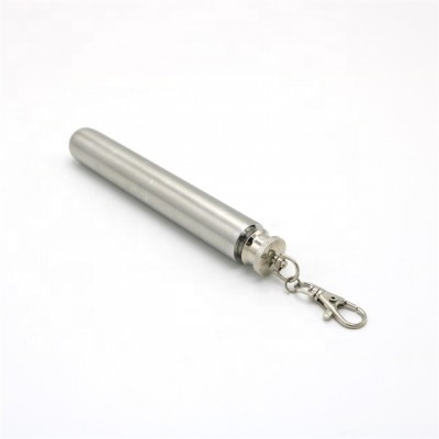 2oz Mini Portable Stainless Steel Brushed Matte Polished Tube Hip Flask With Keychain