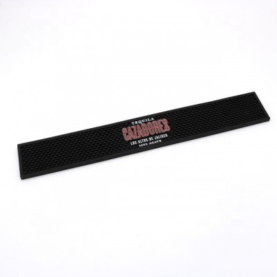 24''x3.5'' Black Heavy-duty Rubber Dishwasher Safe Kitchen Countertop Spill Service Mat Rail With Customized Logo